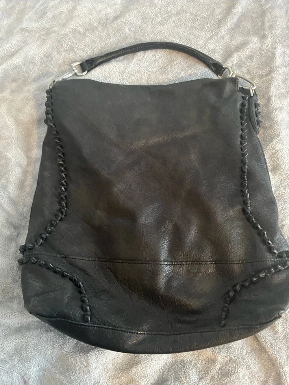 Liebeskind Black Leather Shoulder Bag with Braided Trim